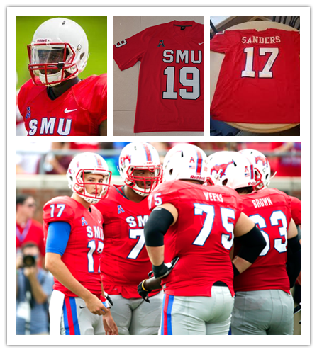 Mens Youth SMU Mustangs Custom Nike Full Red Retro Football Jersey