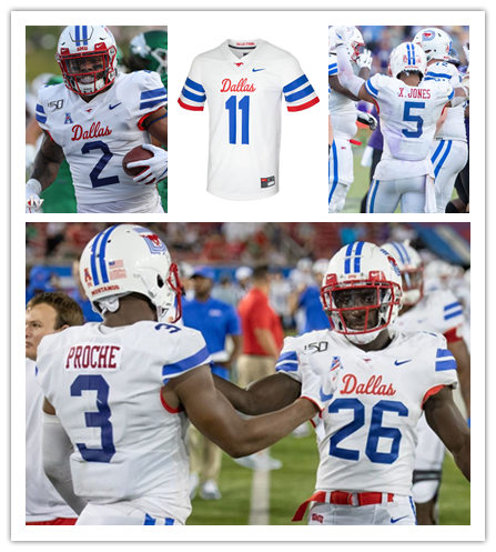 Mens Youth SMU Mustangs Custom Nike 2022 AAC White Dallas Football Game Jersey