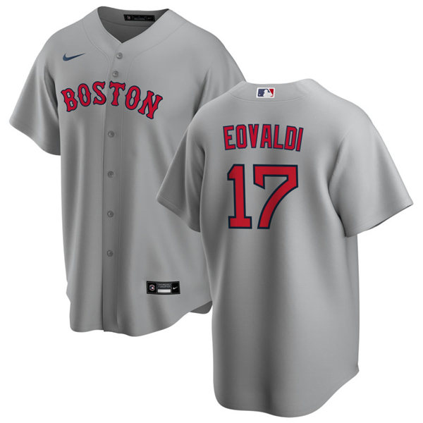 Mens Boston Red Sox #17 Nathan Eovaldi Nike Road Grey Cool Base Jersey