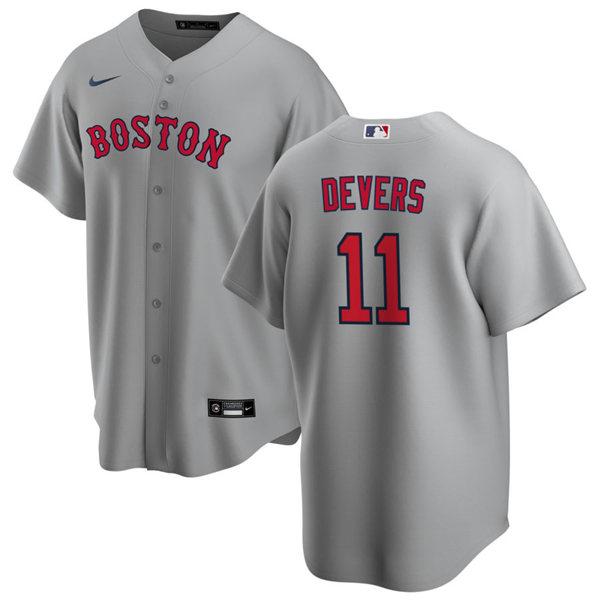 Mens Boston Red Sox #11 Rafael Devers Nike Road Grey Cool Base Jersey