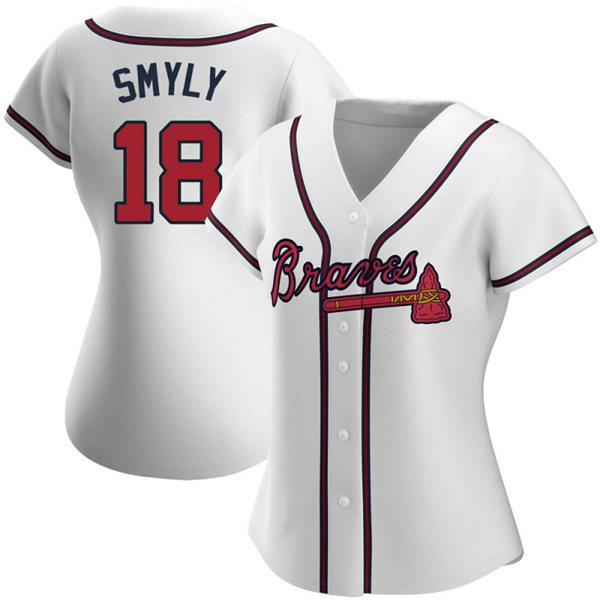 Womens Atlanta Braves #18 Drew Smyly Nike Home White Cool Base Jersey