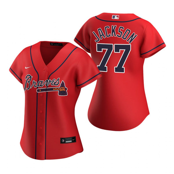 Womens Atlanta Braves #77 Luke Jackson Nike Red Alternate Cool Base Jersey 