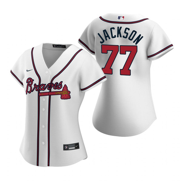 Womens Atlanta Braves #77 Luke Jackson Nike Home White Cool Base Jersey