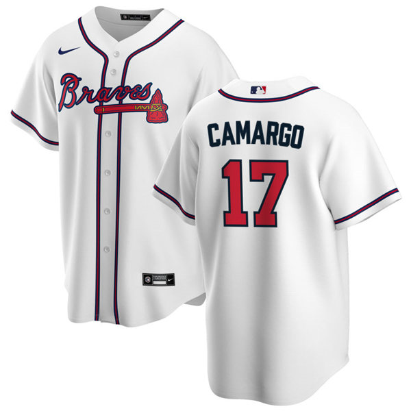 Mens Atlanta Braves #17 Johan Camargo Nike Home White CoolBase Jersey