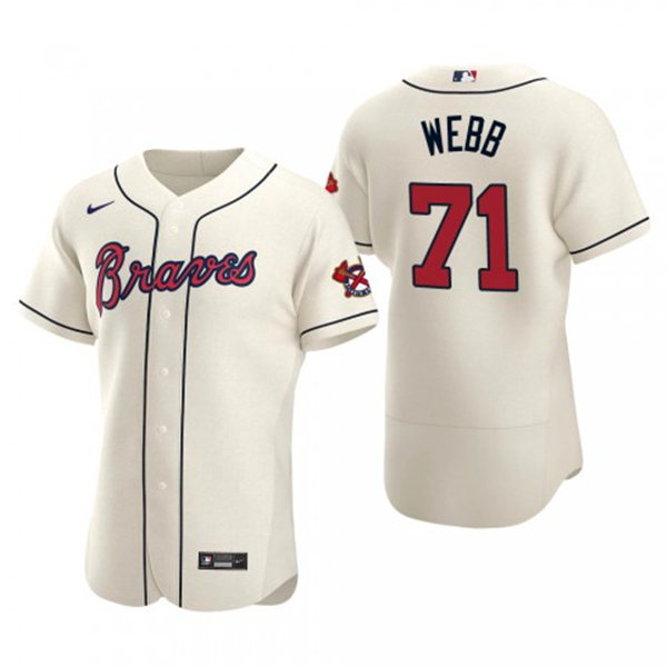 Mens Atlanta Braves #71 Jacob Webb Nike Cream Alternate Flex Base Jersey 