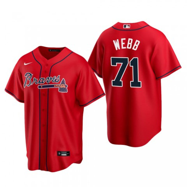 Mens Atlanta Braves #71 Jacob Webb Nike Red Alternate Cool Base Jersey 