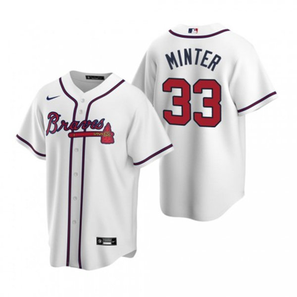 Mens Atlanta Braves #33 A.J. Minter Nike Home White Cool Base Jersey