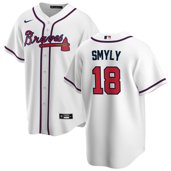 Mens Atlanta Braves #18 Drew Smyly Nike Home White CoolBase Jersey