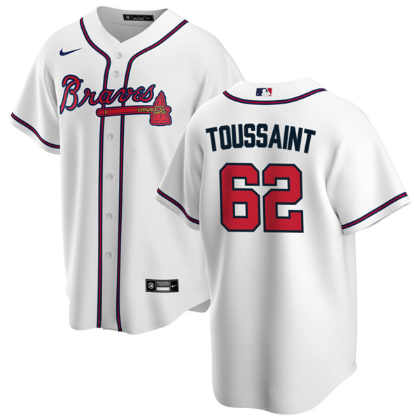 Mens Atlanta Braves #62 Touki Toussaint Nike Home White CoolBase Jersey