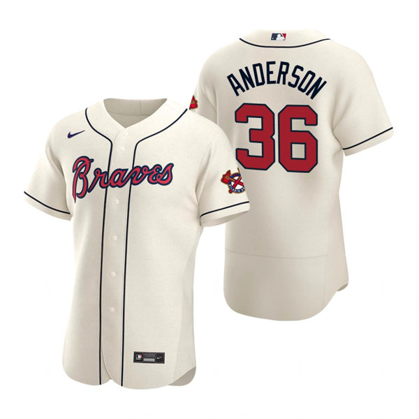 Mens Atlanta Braves #36 Ian Anderson Nike Cream Alternate Flex Base Jersey 