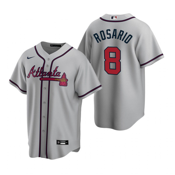 Mens Atlanta Braves #8 Eddie Rosario Nike Grey Away Cool Base Jersey 