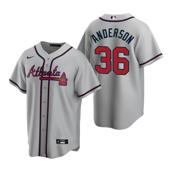 Mens Atlanta Braves #36 Ian Anderson Nike Grey Away Cool Base Jersey 