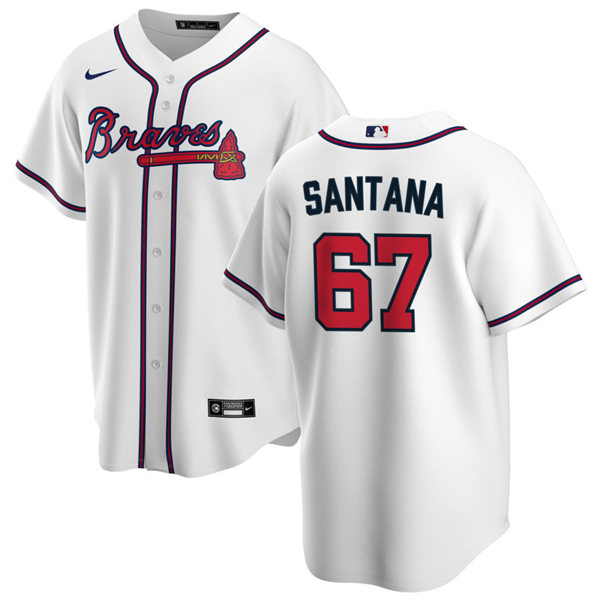 Mens Atlanta Braves #67 Edgar Santana Nike Home White CoolBase Jersey