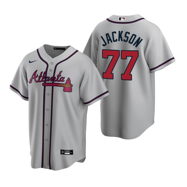 Mens Atlanta Braves #77 Luke Jackson Nike Grey Away Cool Base Jersey 