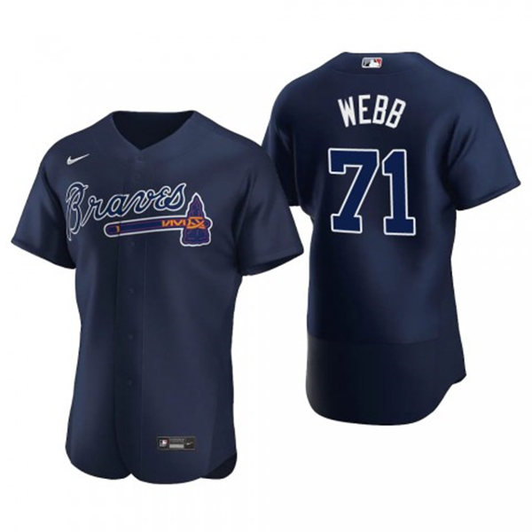 Mens Atlanta Braves #71 Jacob Webb Nike Navy Alternate 2nd FlexBase Jersey 