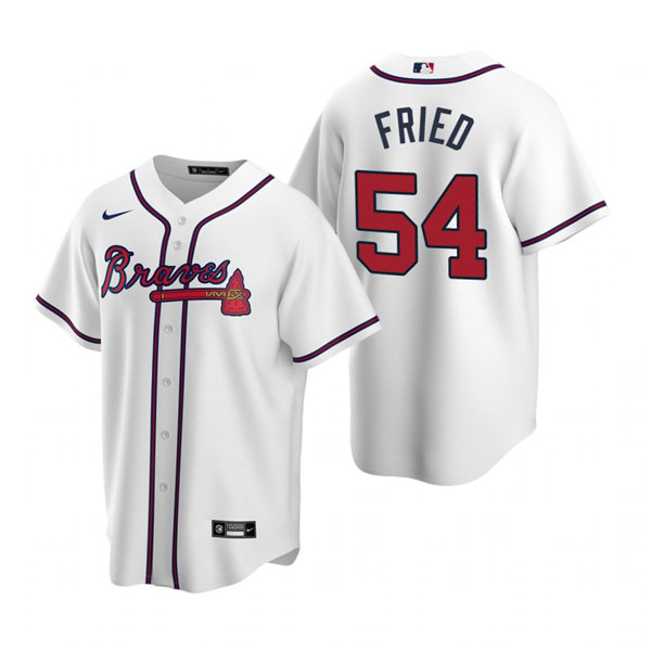 Mens Atlanta Braves #54 Max Fried Nike Home White Cool Base Jersey