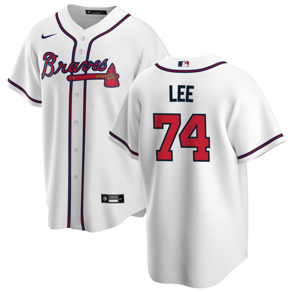 Mens Atlanta Braves #74 Dylan Lee Nike Home White CoolBase Jersey