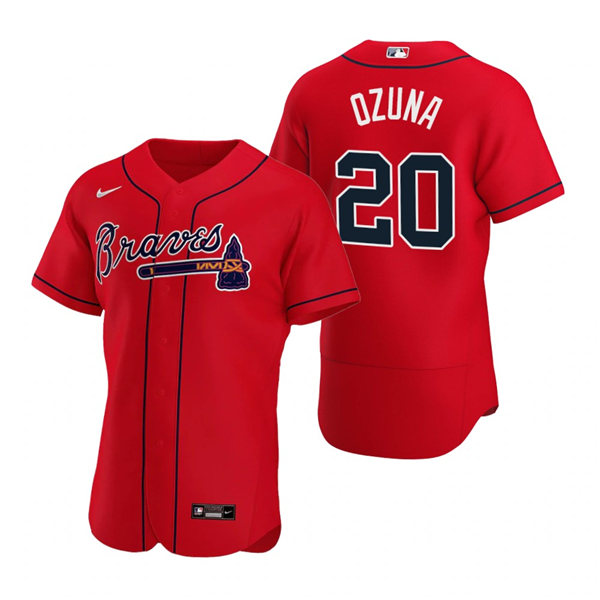 Mens Atlanta Braves #20 Marcell Ozuna Nike Red Alternate Flex Base Jersey 