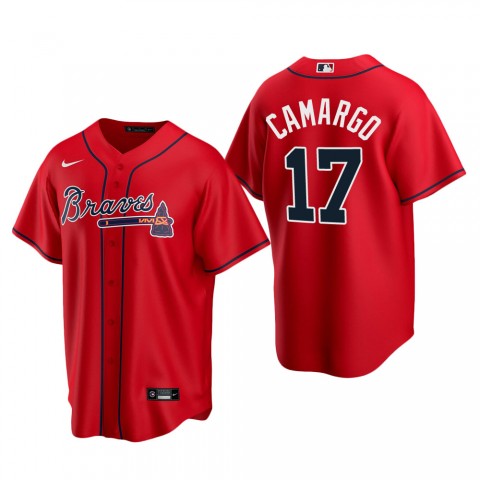 Mens Atlanta Braves #17 Johan Camargo Nike Red Alternate Cool Base Jersey 