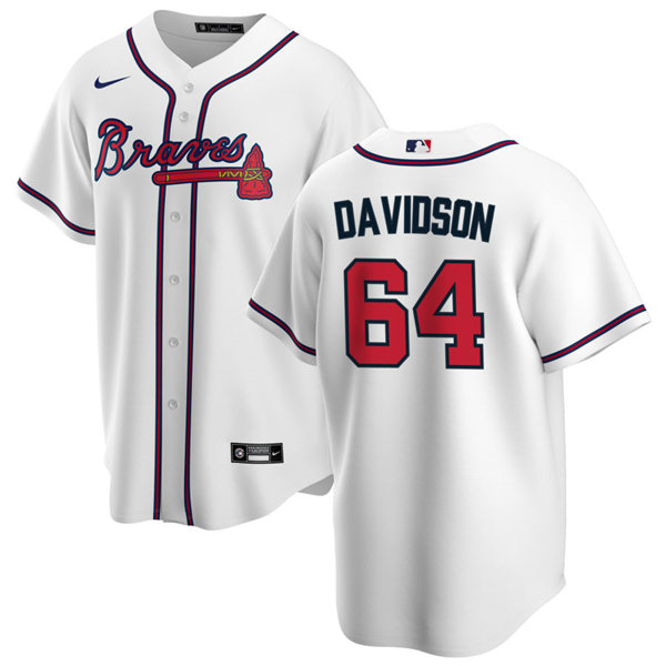 Mens Atlanta Braves #64 Tucker Davidson Nike Home White CoolBase Jersey