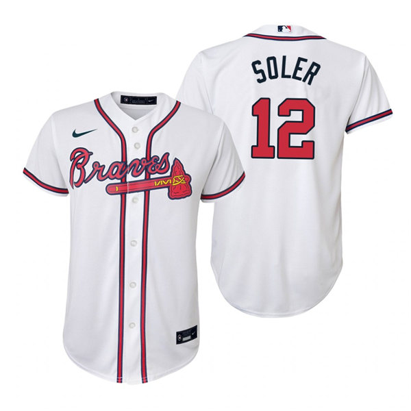 Youth Atlanta Braves #12 Jorge Soler Nike Home White Cool Base Jersey