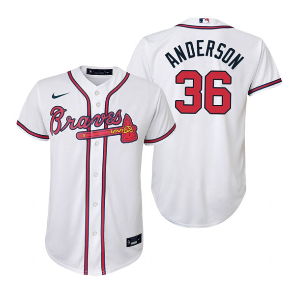 Youth Atlanta Braves #36 Ian Anderson Nike Home White Cool Base Jersey