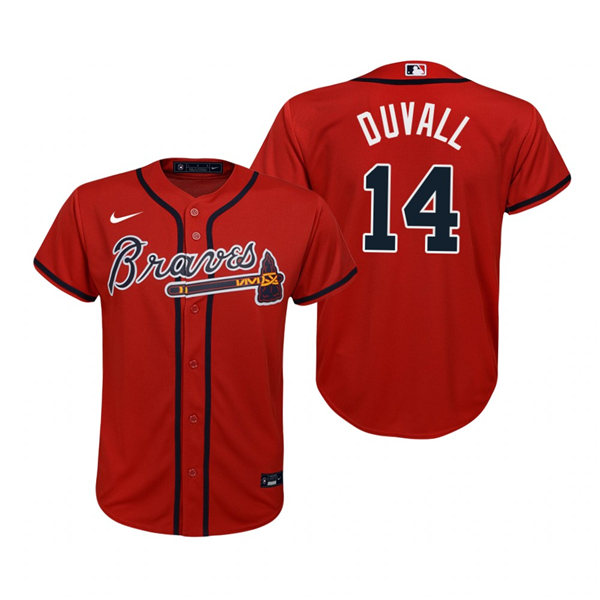 Youth Atlanta Braves #14 Adam Duvall Nike Red Alternate Cool Base Jersey 