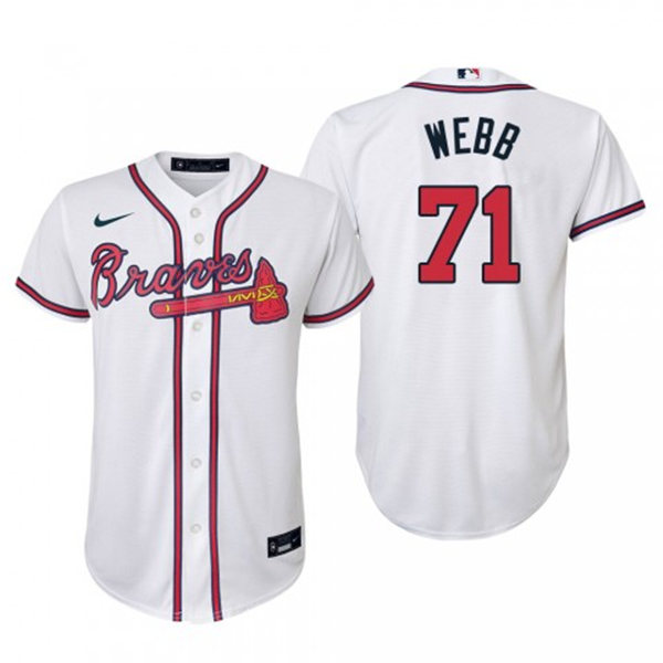 Youth Atlanta Braves #71 Jacob Webb Nike Home White Cool Base Jersey