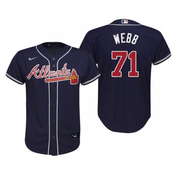 Youth Atlanta Braves #71 Jacob Webb Nike Navy Alternate Cool Base Jersey 