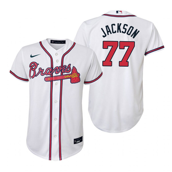 Youth Atlanta Braves #77 Luke Jackson Nike Home White Cool Base Jersey