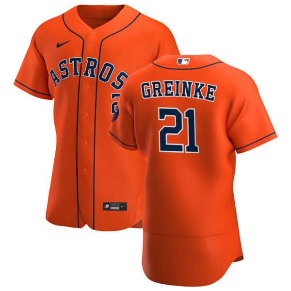 Mens Houston Astros #21 Zack Greinke Nike Orange Alternate Flexbase Jersey