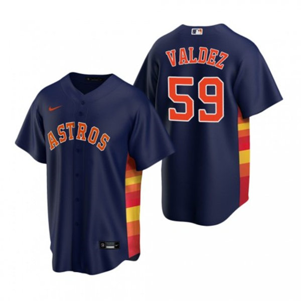 Mens Houston Astros #59 Framber Valdez Nike Navy Alternate CoolBase Jersey