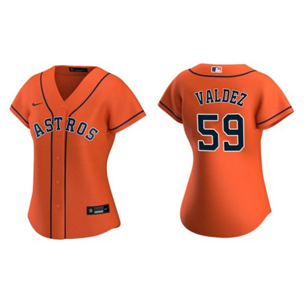 Womens Houston Astros #59 Framber Valdez Nike Orange Alternate CoolBase Jersey