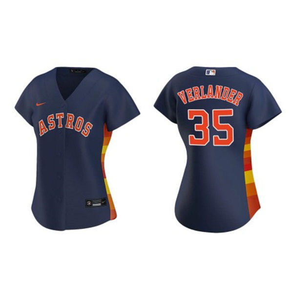 Womens Houston Astros #35 Justin Verlander Nike Navy Alternate CoolBase Jersey