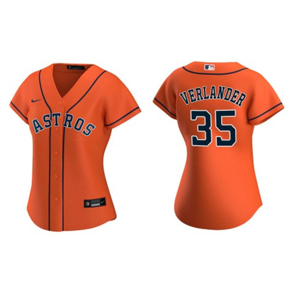 Womens Houston Astros #35 Justin Verlander Nike Orange Alternate CoolBase Jersey