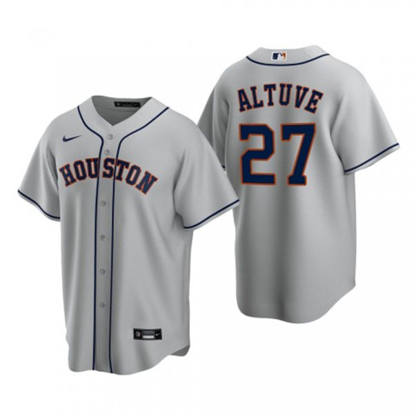 Youth Houston Astros #27 Jose Altuve Gray Nike Gray Road  CoolBase Jersey