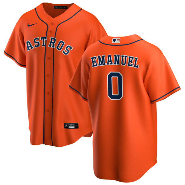 Youth Houston Astros #0 Kent Emanuel Nike Orange Alternate CoolBase Jersey