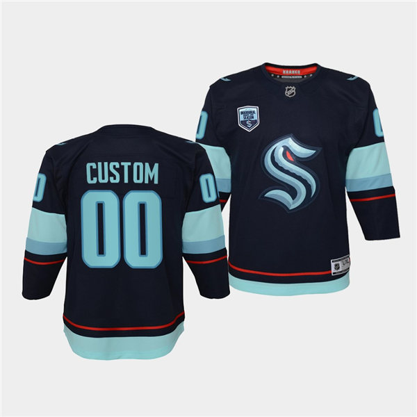 Youth Seattle Kraken Custom adidas Home Navy Jersey