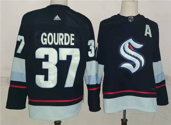Mens Seattle Kraken #37 Yanni Gourde Adidas Navy Home Jersey