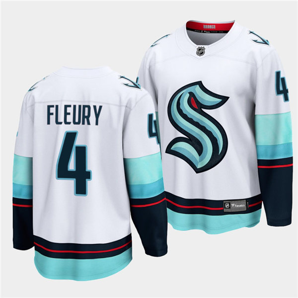 Mens Seattle Kraken #4 Haydn Fleury Adidas Away White Jersey