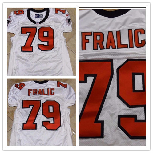 Mens Atlanta Falcons #79 Bill Fralic 1987 White Mitchell&Ness Throwback Jersey