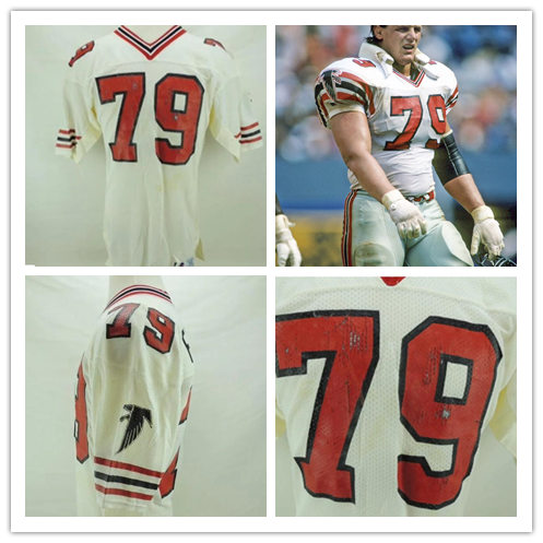 Mens Atlanta Falcons #79 Bill Fralic 1987 White Limited Mitchell&Ness Throwback Jersey