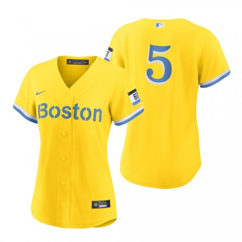 Womens Boston Red Sox #5 Enrique Hernandez Nike Yellow 2021 City Connect Jersey
