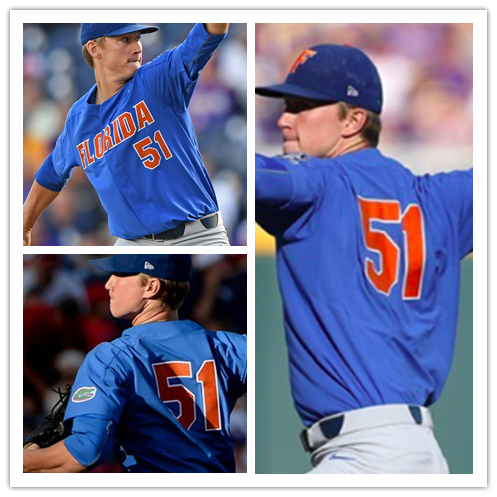 Mens Florida Gators #51 Brady Singer Nike Royal College Baseball Game Jersey