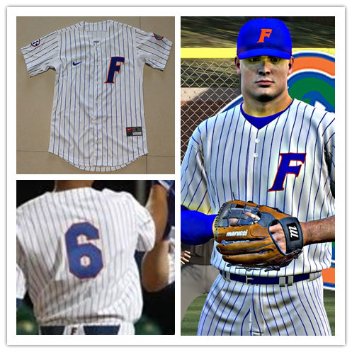 Mens Florida Gators #6 Jonathan India Nike 2021 White Pinstripe College Baseball Game Jersey