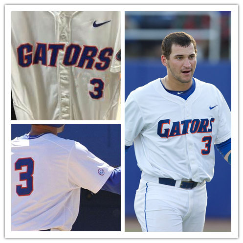 Mens Florida Gators #3 Mike Zunino Nike 2016 White Gators College Baseball Jersey