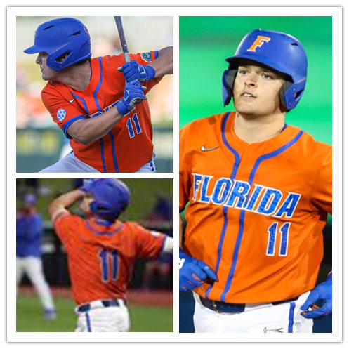 Mens Florida Gators #11 Nathan Hickey Nike 2020 Orange Florida College Baseball Game Jersey