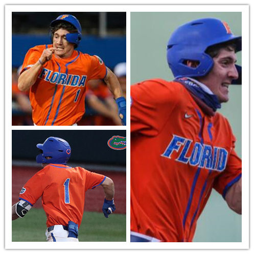 Mens Florida Gators #1 Jacob Young Nike 2020 Orange Florida College Baseball Game Jersey