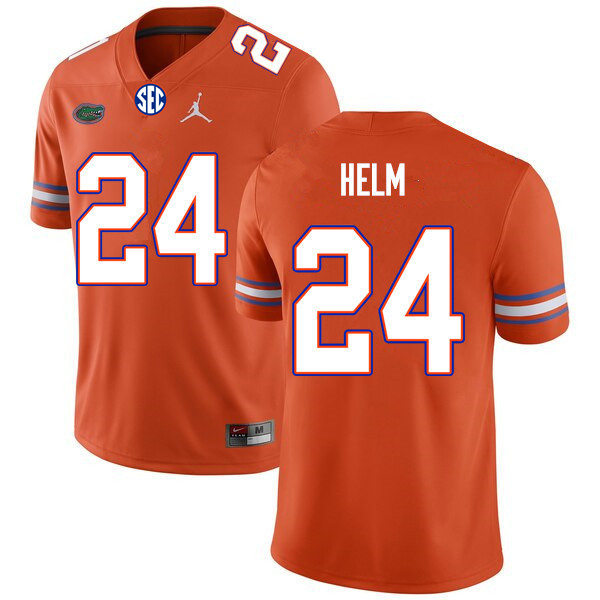 Mens Florida Gators #24 Avery Helm Orange Jordan Brand College Football Game Jersey