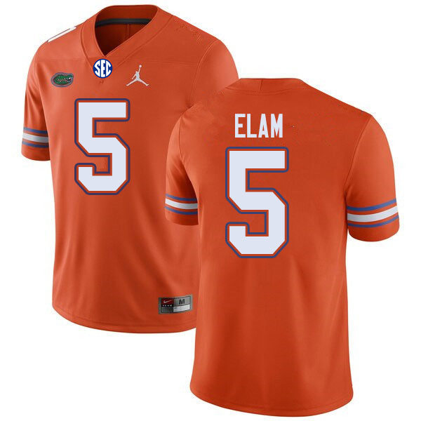 Mens Florida Gators #5 Kaiir Elam Orange Jordan Brand College Football Game Jersey